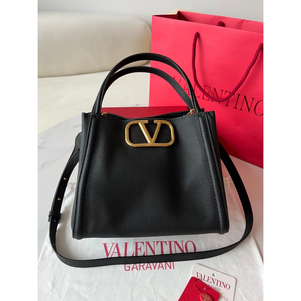 Valentino Alltime Medium Bag in Black Grained Calfskin