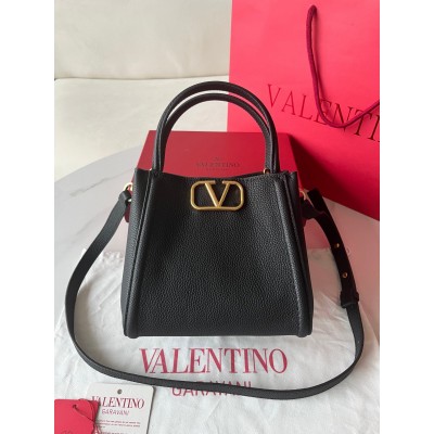 Valentino Alltime Small Bag in Black Grained Calfskin