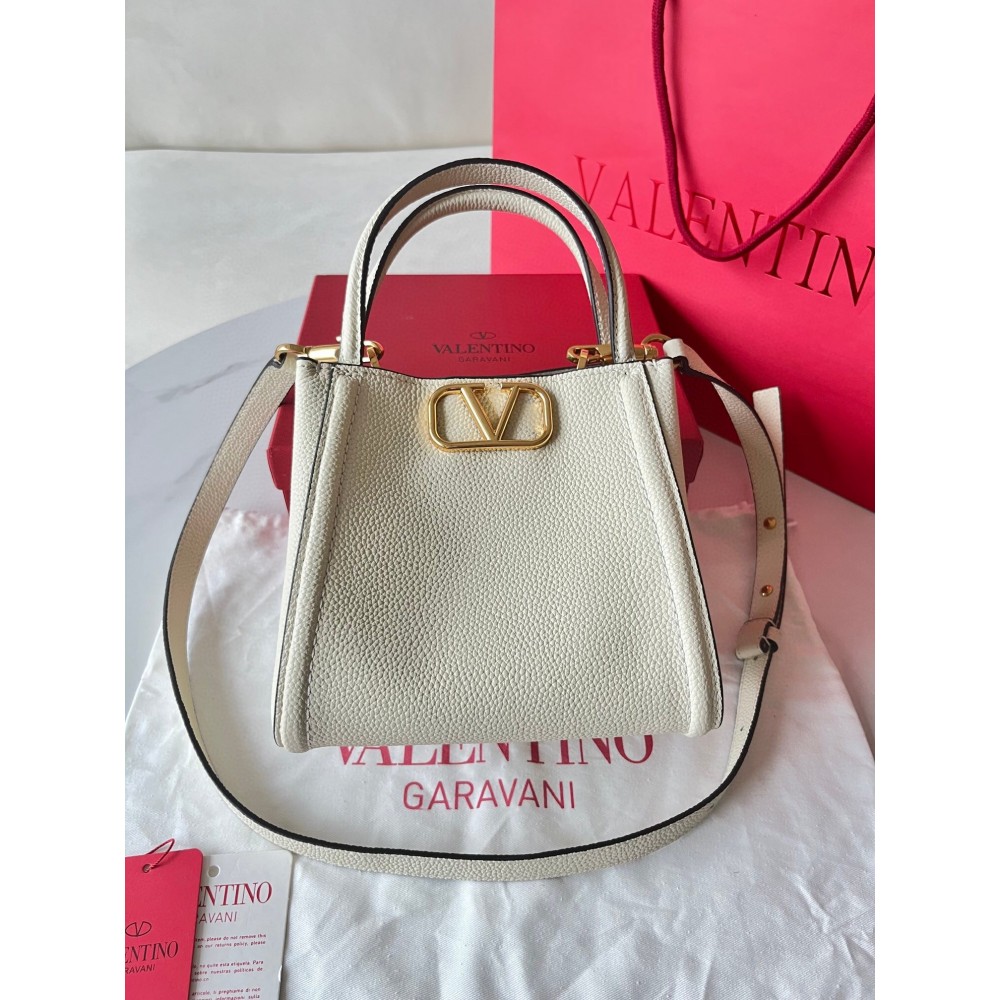 Valentino Alltime Small Bag in White Grained Calfskin