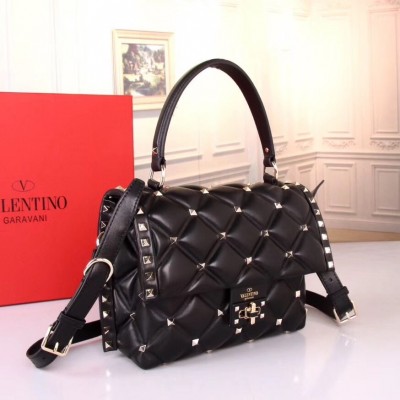 Valentino Garavani Black Quilted Candystud Top Handle Bag