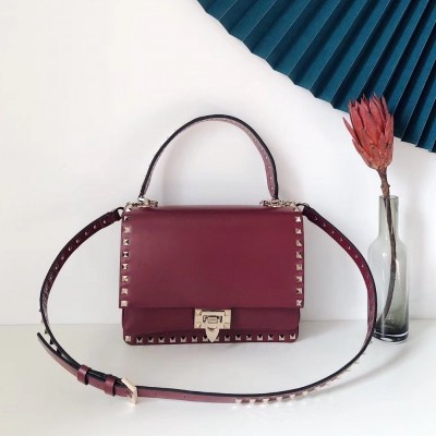 Valentino Rockstud Crossbody Bag In Red Calfskin