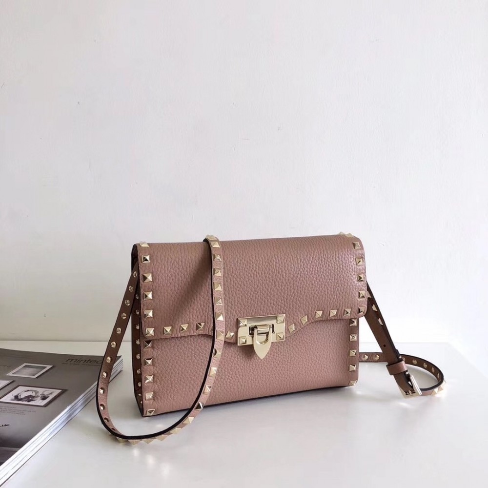 Valentino Rockstud Small Crossbody Bag In Poudre Grained Leather