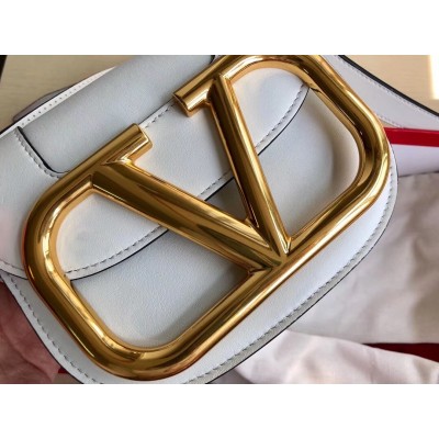 Valentino Small Supervee Crossbody Bag In White Leather